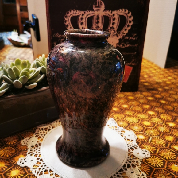 Vintage Green and Purple Solid Granite Vase Urn - Picture 2 of 11